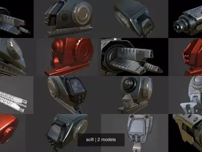 scifi futuristic weapon 3D Model Collection