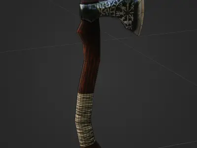 Viking Battle Axe with print on blade Free low-poly 3D model