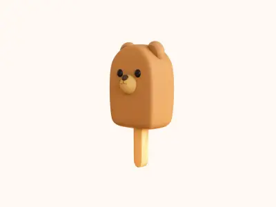 LowPoly Kawaii Bear Ice Cream Low-poly 3D model