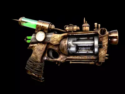 Steampunk Gun   LOW POLY 3D model