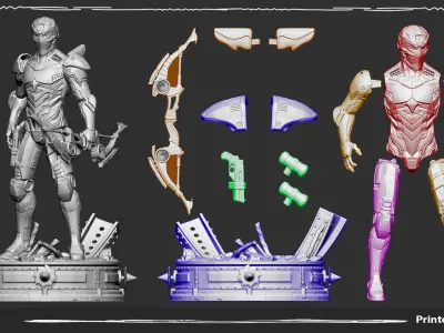 Printer 3D STL Hard Surface Robot Sci-fi Cyber Free 3D print model