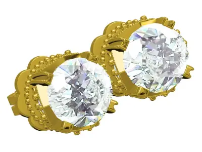 Antique Art Deco Style Stud Earring 3D print model