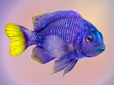 Fish Microspathodon Chrysurus Low-poly 3D model
