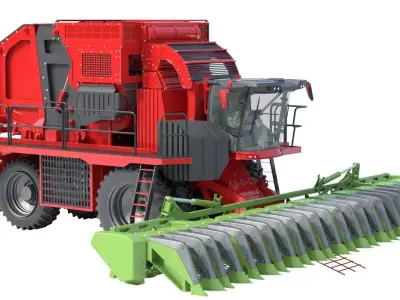 Cotton Picker Harvester Low-poly 3D model