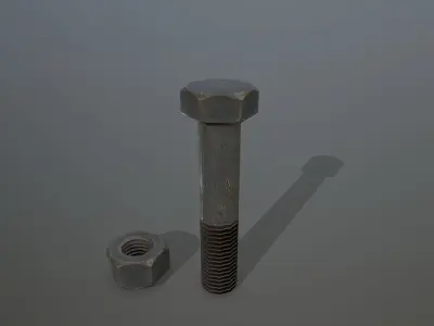 Bolts bolt and nut Low-poly 3D model 2