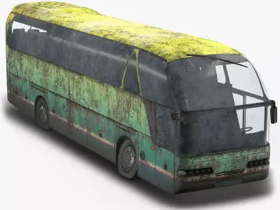Tourist Bus Abandoned Low Poly  Low-poly 3D model