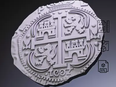 Gold Doubloon Coin Roz 3D print model