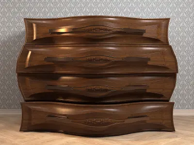 Antique Wood Dresser 3D model