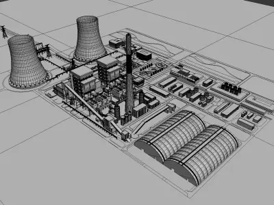 Thermal power plant - nuclear power plant - chemical plant 3D model
