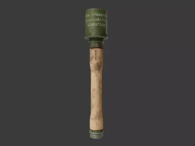 WWII Stielhandgranate Grenade Low-poly 3D model