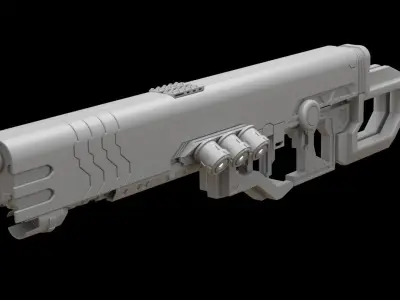 Mecha hard surface assault rifle 3D model purchase