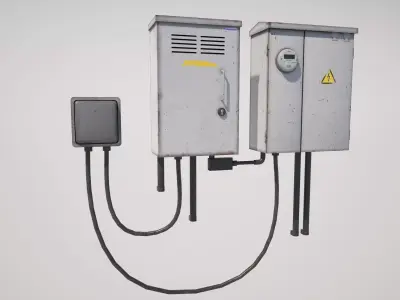  Electrical Utility Wallboxes Low-poly 3D model