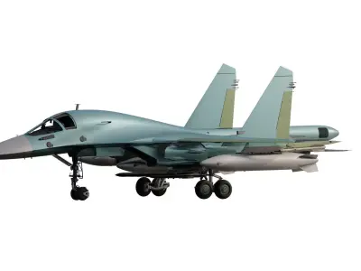 Sukhoi Su-34 with interior 3D model