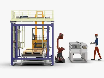 Automatic Cartons Packaging and Palletizing Machine 3D model purchase