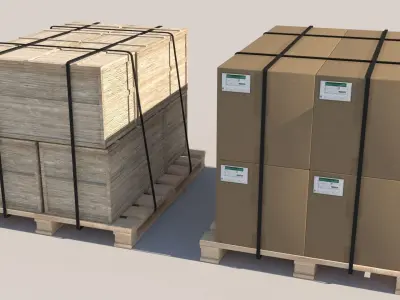 Pallet Collection with cargo 3D model