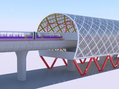 Elevated monorail station II 3D model