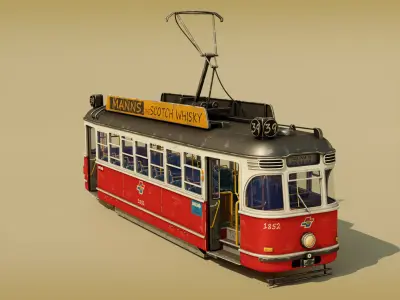Tram Stylized Low-poly 3D model