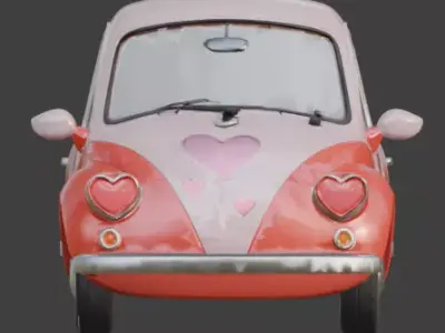 Stylized 3D Valentine Compact Car Model Low-poly 3D model
