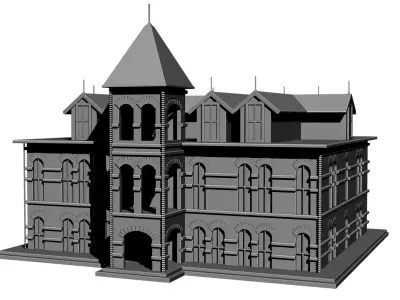 High Detail School Building 3D Model  Animation  Low-poly 3D model