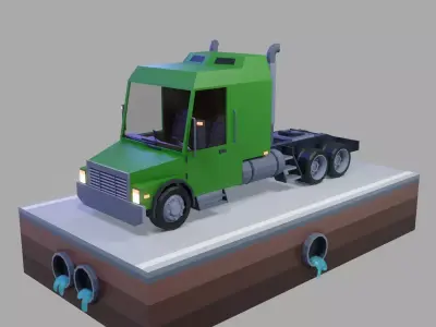 low poly truck semi Low-poly 3D model from CGTrader