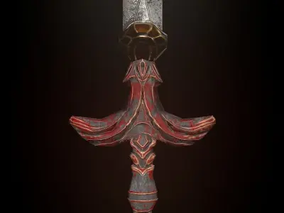 Steel sword low poly 5 texture options and high poly Low-poly 3D model