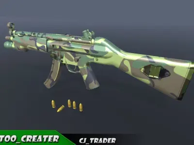 Military SMG-MP5 Riffle 3d model Low-poly 3D model