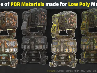 10 Camouflage Smart Material - 2Type of Battle Mech Low-poly 3D model