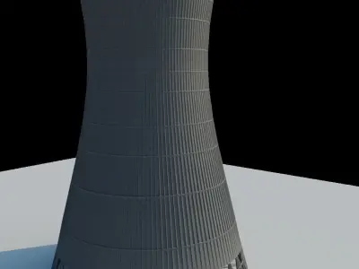 Nuclear Plant Chimney Low-poly 3D model