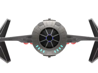 Sci-fi Fighter jet Tie fighter Free low-poly 3D model