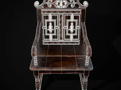 Antique Carved Chair Low-poly 3D model purchase