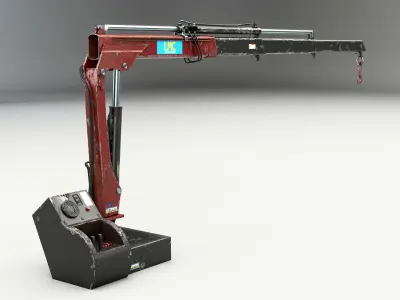 Old Small Truck-Mounted Crane 3D model