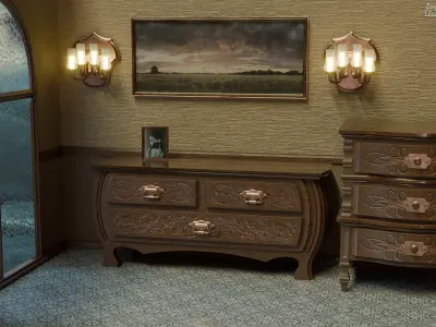 Vintage Furniture Bundle Low-poly 3D model