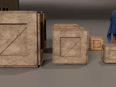 Modular Industrial Crate Pack Low-poly 3D model