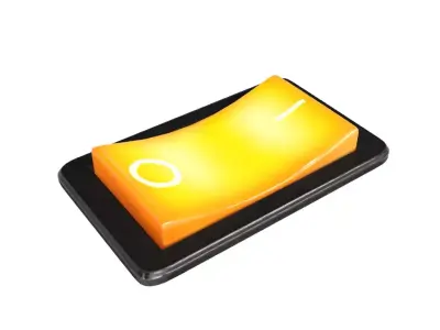 Yellow On Off Switch Button Free 3D model
