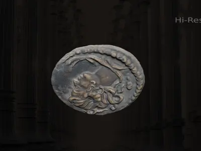 Ancient coin ALEXANDER Low-poly 3D model