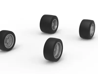Wheel Set of Pavement Silver Crown Car Scale 1 to 25 3D print model