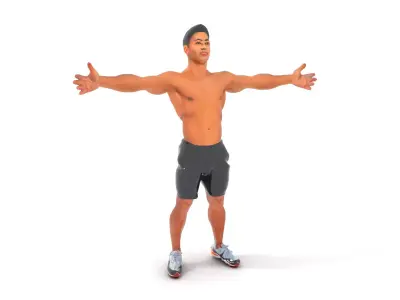 Athletic Male Character Model Pack with Realistic Pose Low-poly 3D model