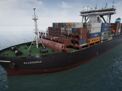 Cargo Ship Container Ship - low poly Low-poly 3D model