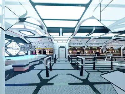 Sci Fi Interior Low-poly 3D model