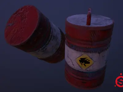 Toxic Barrel Low-poly 3D model