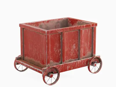 Old Mining Trolley 01 Low-poly 3D model