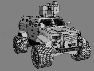 war truck orange rigged 3D model