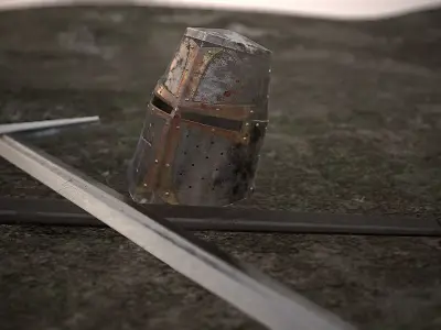 Crusader Knight Set Low-poly 3D model
