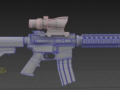 M4 carbine Low-poly 3D model 4