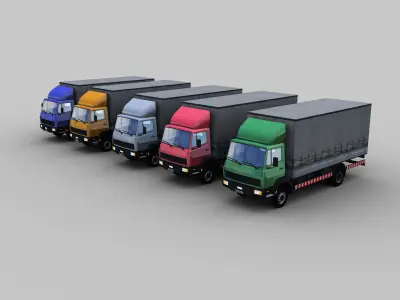 Cargo Truck With Interior Low-poly 3D model