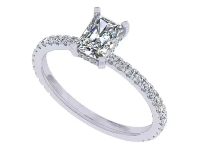 Radiant Stone Engagement Ring 3D print model purchase