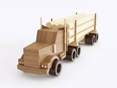 Wooden toy truck 07 3D model