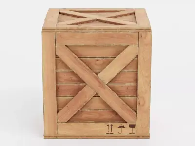 Wooden Crate V4 - Storage Box with Packaging Icons 3D model