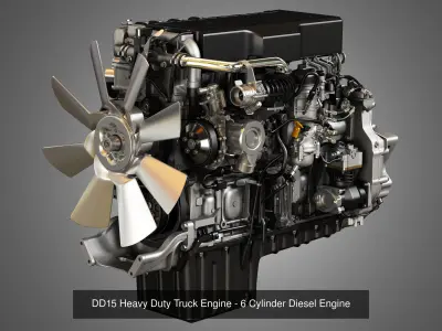 MP8 - DD15 Engines - 6Cylinder Truck Diesel Engines  2 in 1 3D Model Pack