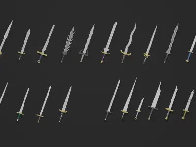 LowPoly Enemy Melee Weapons  Low-poly 3D model